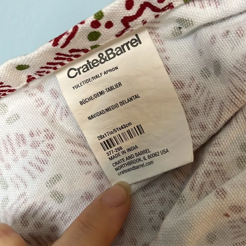 Crate&Barrel Yuletide Christmas Holiday Tie Half Apron